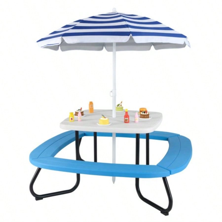 Kids Picnic Table Outdoor Activity Table With - White