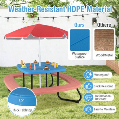 Kids Picnic Table Outdoor Activity Table With