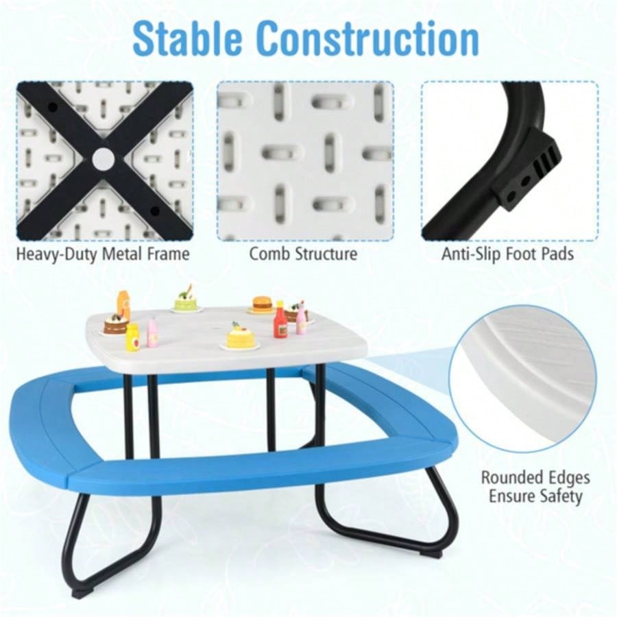 Kids Picnic Table Outdoor Activity Table With - White