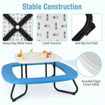 Kids Picnic Table Outdoor Activity Table With - White