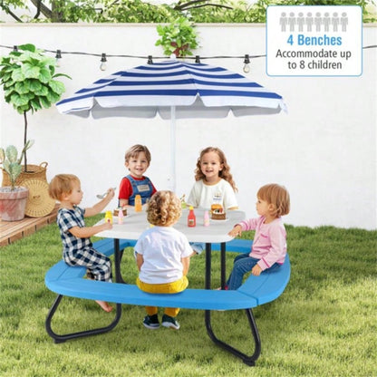 Kids Picnic Table Outdoor Activity Table With - White