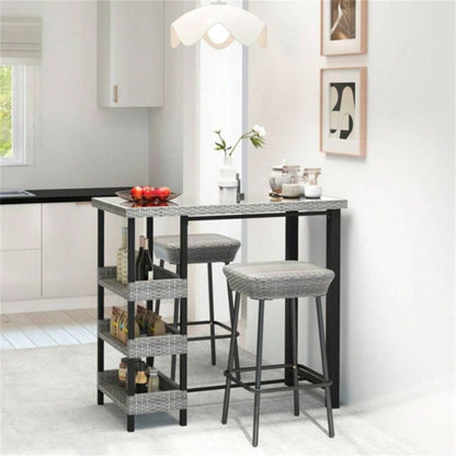 Courtyard Table with Tempered Glass Top Outdoor Bar Table 43.5x 22x 41