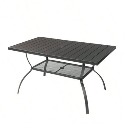 60*38*28.5in Iron With Hole Patio Bar Table Black
