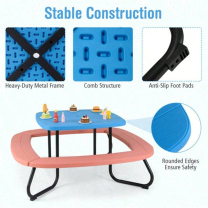 Kids Picnic Table Outdoor Activity Table With - Brown