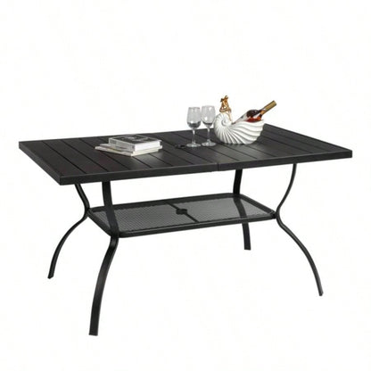 60*38*28.5in Iron With Hole Patio Bar Table Black