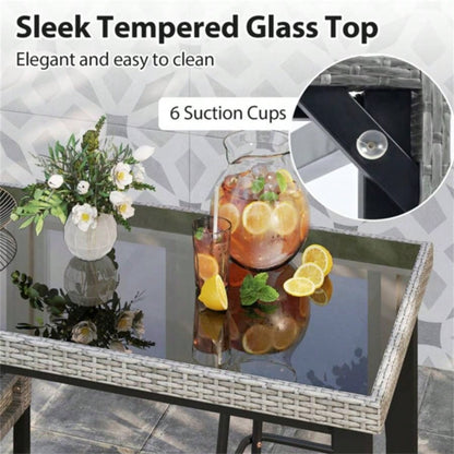 Courtyard Table with Tempered Glass Top Outdoor Bar Table 43.5x 22x 41