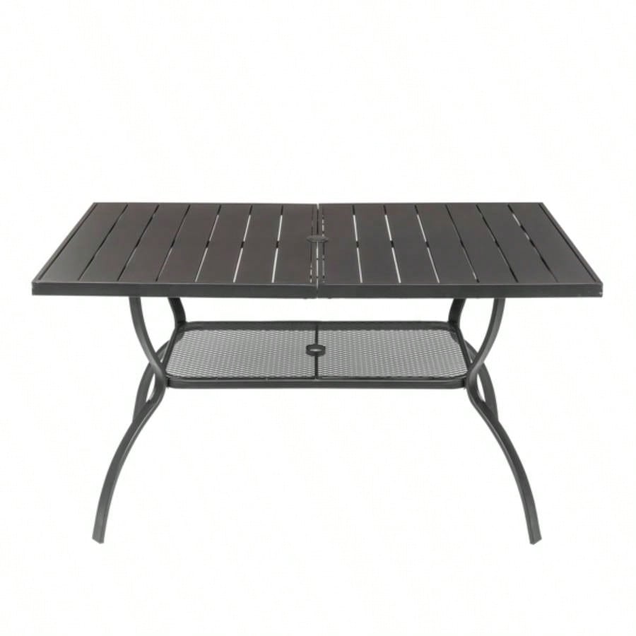 60*38*28.5in Iron With Hole Patio Bar Table Black