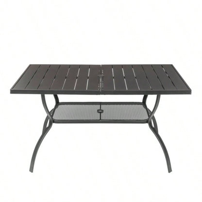 60*38*28.5in Iron With Hole Patio Bar Table Black
