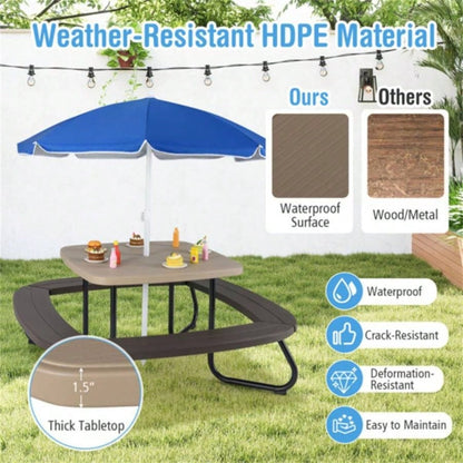 Kids Picnic Table Outdoor Activity Table With - Brown