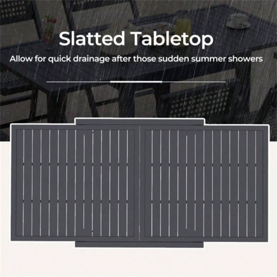 Retractable outdoor dining table, gray patio table 4 - 6 with Aluminum Frame