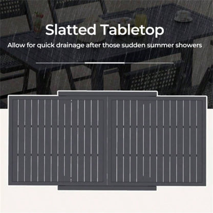 Retractable outdoor dining table, gray patio table 4 - 6 with Aluminum Frame