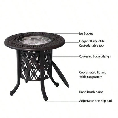 Hand Brushed Patina/Bronze Cast Aluminum, Food Grade 304 Stainless Steel Bucket/Pail Table Set