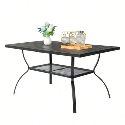 60*38*28.5in Iron With Hole Patio Bar Table Black