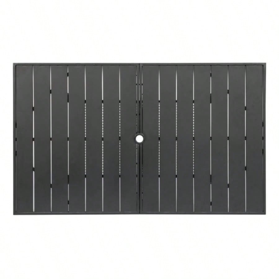 60*38*28.5in Iron With Hole Patio Bar Table Black