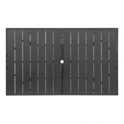 60*38*28.5in Iron With Hole Patio Bar Table Black