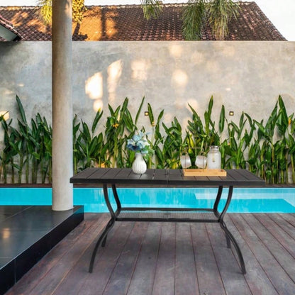 60*38*28.5in Iron With Hole Patio Bar Table Black