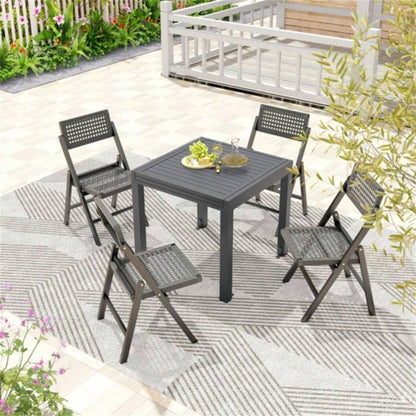 Retractable outdoor dining table, gray patio table 4 - 6 with Aluminum Frame