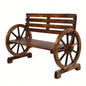 Replace 28138436Rustic 2 - Person Wooden Wagon Wheel with Slatted and Backrest, Brown