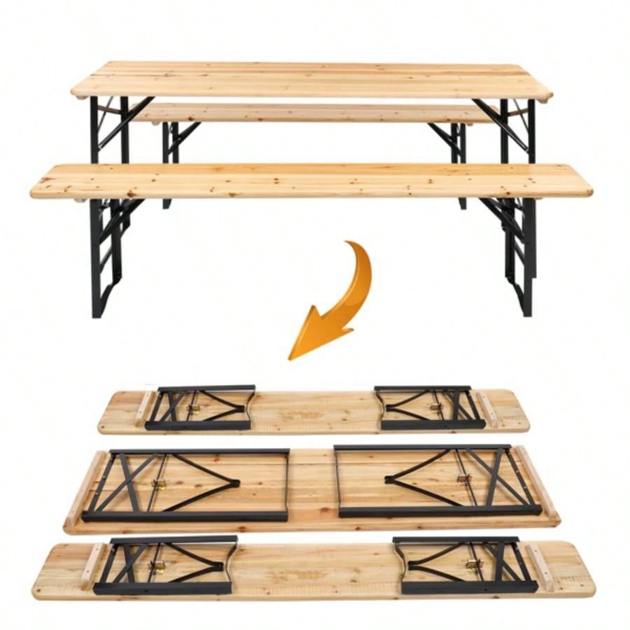 Replace 28819587Picnic Combo 3PCS Set, 5.8FT Wood Table and Set
