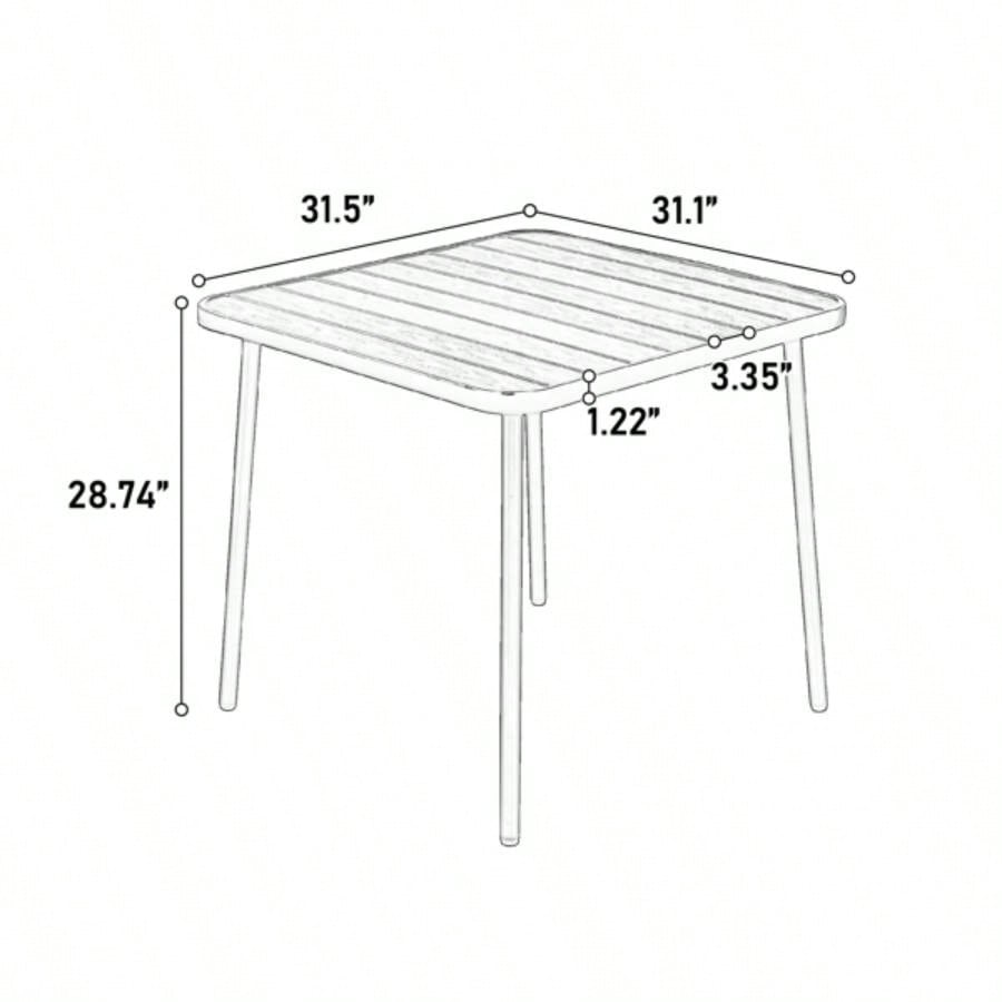 5 - Piece Plastic chair and steel table Outdoor Dining Set, plastic Chairs and Table Set Garden Patio, Black