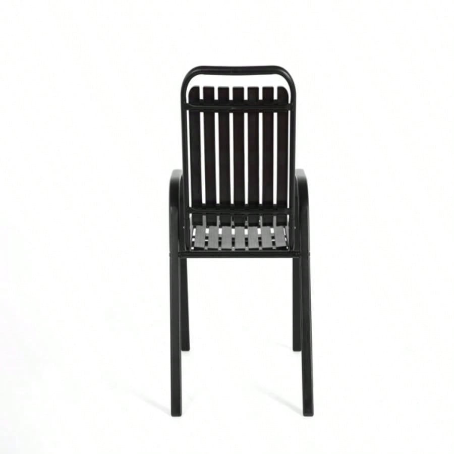 5 - Piece Plastic chair and steel table Outdoor Dining Set, plastic Chairs and Table Set Garden Patio, Black