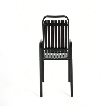 5 - Piece Plastic chair and steel table Outdoor Dining Set, plastic Chairs and Table Set Garden Patio, Black