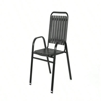 5 - Piece Plastic chair and steel table Outdoor Dining Set, plastic Chairs and Table Set Garden Patio, Black