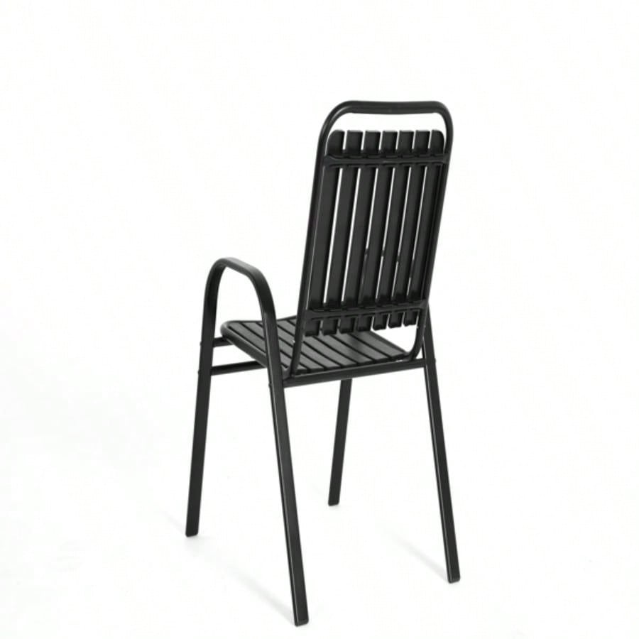 5 - Piece Plastic chair and steel table Outdoor Dining Set, plastic Chairs and Table Set Garden Patio, Black