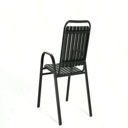 5 - Piece Plastic chair and steel table Outdoor Dining Set, plastic Chairs and Table Set Garden Patio, Black