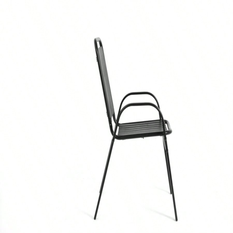 5 - Piece Plastic chair and steel table Outdoor Dining Set, plastic Chairs and Table Set Garden Patio, Black