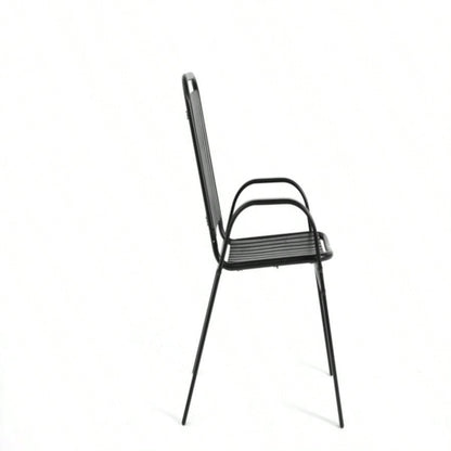 5 - Piece Plastic chair and steel table Outdoor Dining Set, plastic Chairs and Table Set Garden Patio, Black