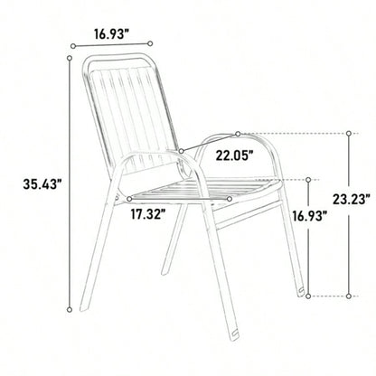 5 - Piece Plastic chair and steel table Outdoor Dining Set, plastic Chairs and Table Set Garden Patio, Black