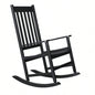 Outdoor Wood Rocking Chair, Wooden Patio Rocking Chair with Comfortable Backrest, Weatherproof Patio Rocker Patio Garden Yard Balcony Poolside, Black
