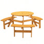 6 - Person Outdoor Circular Wooden Picnic Table with 3 Built - in Benches Patio Backyard GardenNatural