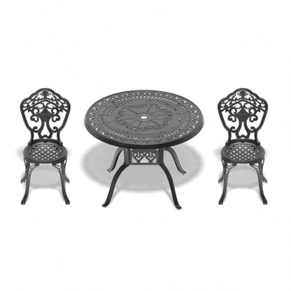 3 - Piece Set Of All - Weather Cast Aluminum Dining Furniture Set With Black Frame