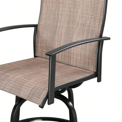 2pcs Wrought Iron Swivel Bar Chair Patio Swivel Bar Stools Black