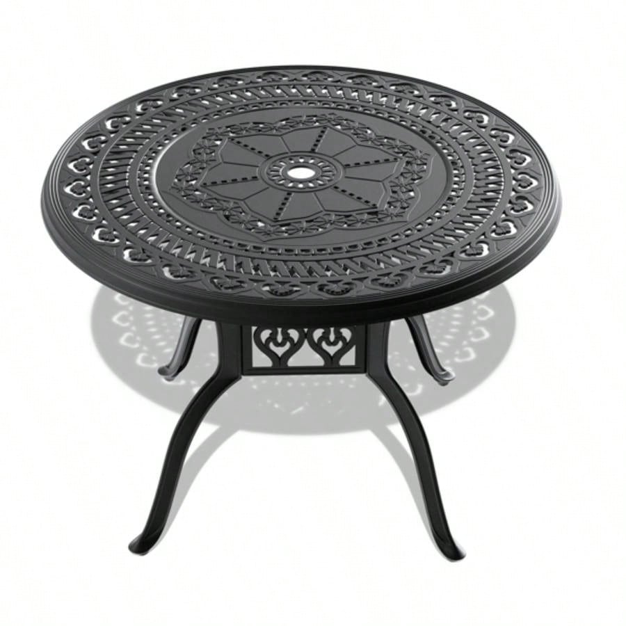 3 - Piece Set Of All - Weather Cast Aluminum Dining Furniture Set With Black Frame