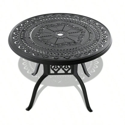 3 - Piece Set Of All - Weather Cast Aluminum Dining Furniture Set With Black Frame