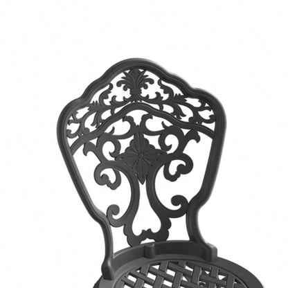 3 - Piece Set Of All - Weather Cast Aluminum Dining Furniture Set With Black Frame