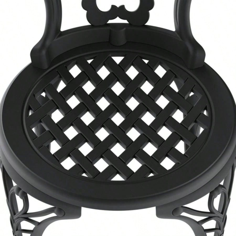 3 - Piece Set Of All - Weather Cast Aluminum Dining Furniture Set With Black Frame