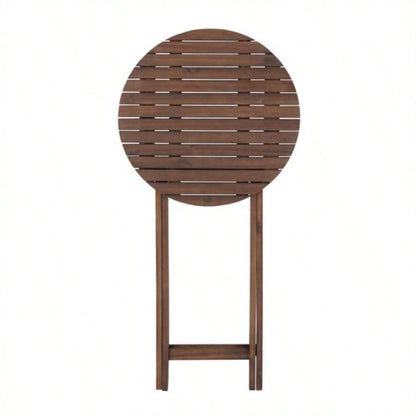 3 - Piece Acacia Wood Bistro Set, Wooden Folding Patio Furniture Garden Backyard Balcony Porch/ 1 Coffee Table and 2 Foldable Chairs, Natural Stained