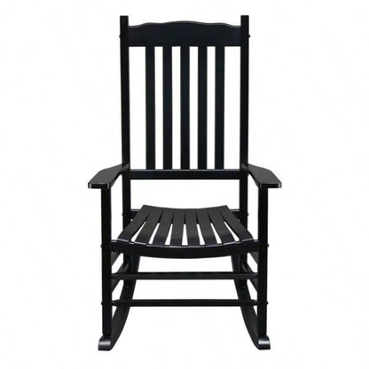 68.5*86*115CM Square Wooden Rocking Chair Wavy Backboard Black