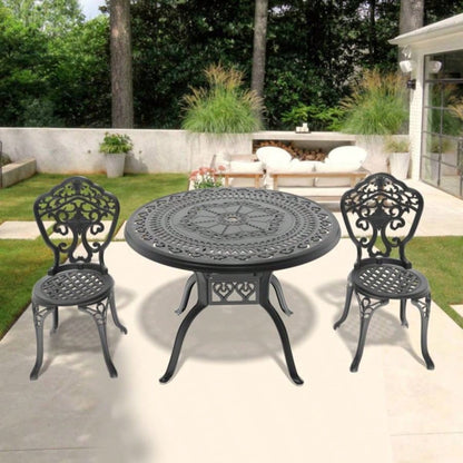 3 - Piece Set Of All - Weather Cast Aluminum Dining Furniture Set With Black Frame