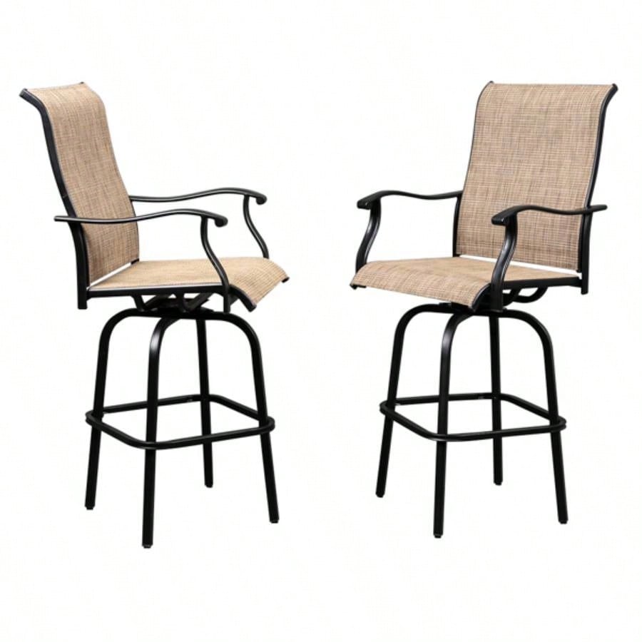 are at risk of patent infringement2pcs Wrought Iron Swivel Bar Chair Patio Swivel Bar Stools Blackwithout table
