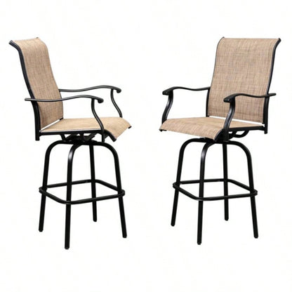 are at risk of patent infringement2pcs Wrought Iron Swivel Bar Chair Patio Swivel Bar Stools Blackwithout table