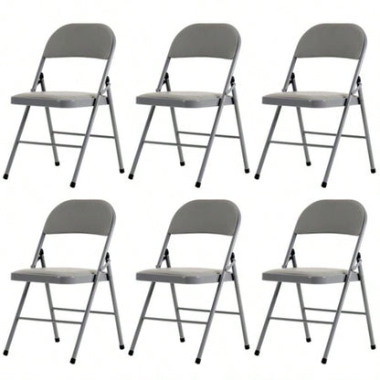 6pcs Elegant Foldable Iron PVC Chairs Convention Exhibition Gray