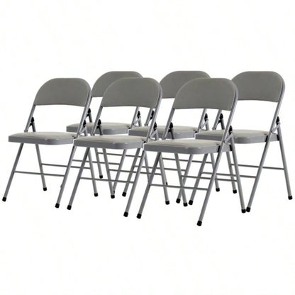6pcs Elegant Foldable Iron PVC Chairs Convention Exhibition Gray