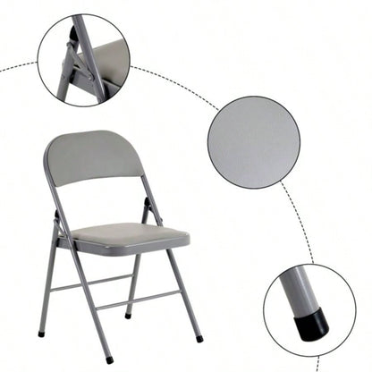 6pcs Elegant Foldable Iron PVC Chairs Convention Exhibition Gray