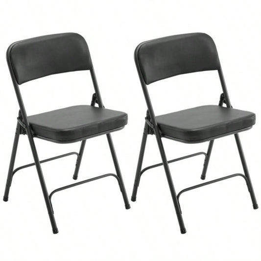 2 Pack Metal Folding Chairs with Padded and Back, Home and Office, Indoor and Outdoor Events Party Wedding, Black