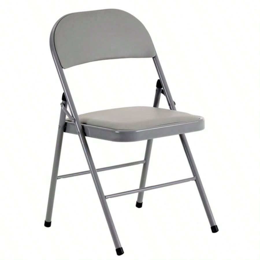 6pcs Elegant Foldable Iron PVC Chairs Convention Exhibition Gray